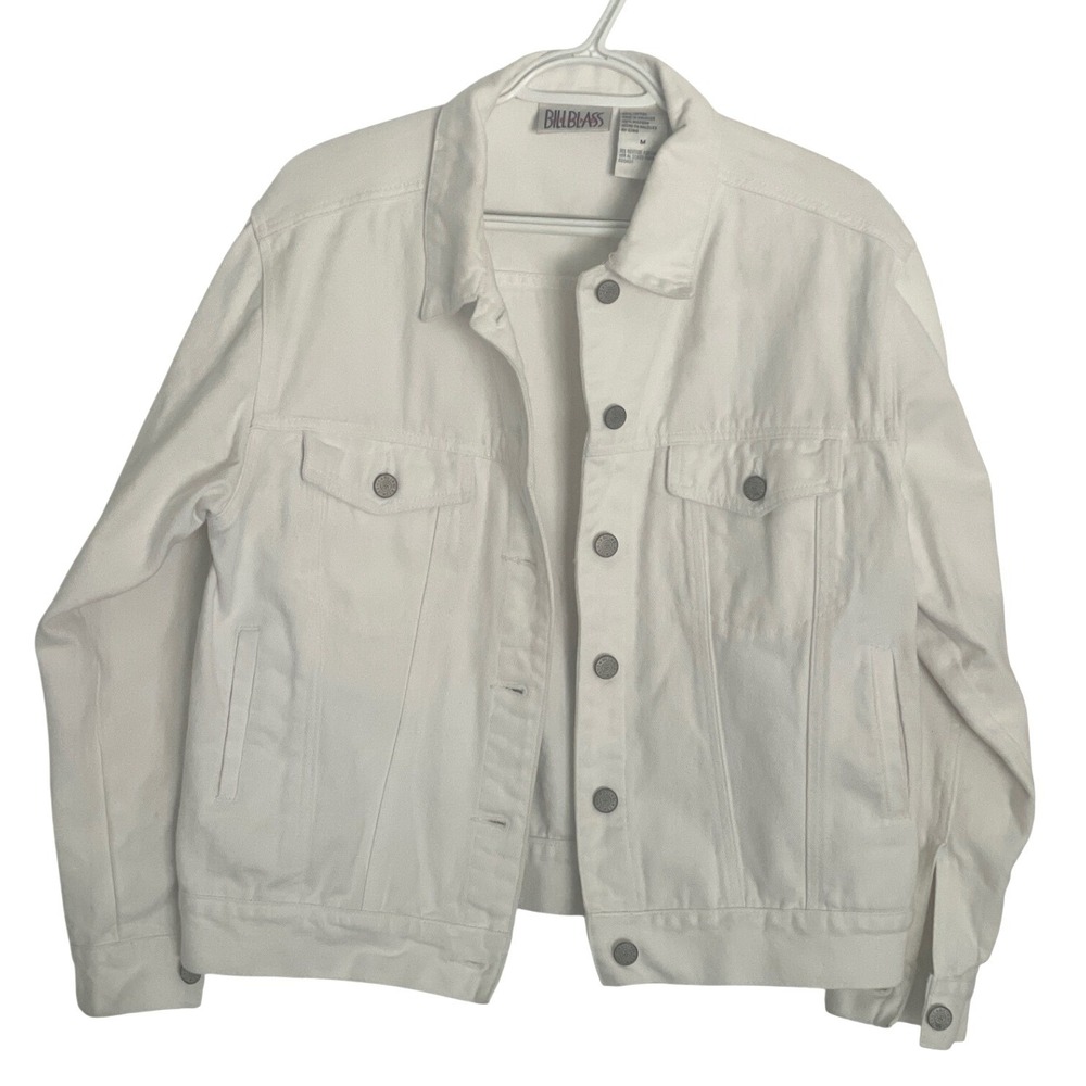Bill Blass VTG Womens Denim Jacket Vintage White M‎ White 90s Retro Summer